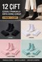 Striped Mid-Calf Cotton Socks 12-Pack 252 Mixed-3 Black, White, Light Pink, Ecru