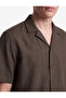 Regular Fit Turn-Down Collar Cotton-Linen Blend Short Sleeve Shirt - 4