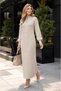 (Stone Color)Flat Cut Tubular Zipper Detail Long Dress (130 cm) - 8