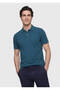 Petrol Plain Polo Neck 100% Cotton T-Shirt