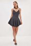 Polka Dot Strap Mini Dress with Shorts - 5