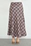 Plaid Patterned Maxi Length Satin Skirt - 8