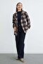 Plaid Patterned Belted Trench Coat - 4