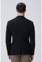 Siyah Mona Yaka Metal Düğmeli Örme Blazer Ceket - 5