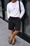 Men's Summer Cargo Pocket Regular Black Linen Shorts - 4