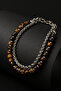 Men's Steel Bracelet - 2 Rows Brown Color Round King Chain Men's Bracelet - 4