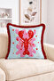 Pop Art Patterned Fringed Throw Pillow Cover with Heart and Lobster Figures - Modern Decorative Pillowcase - 2