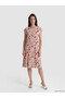 Original Oval Neckline Patterned A-Line Dress