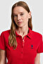 Women's Red Polo Collar Basic T-Shirt 50321798-Vr030 - 2