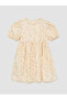 Original Oval Collar Patterned Girl's Dress