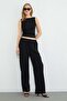 Lace-Up Palazzo Trousers with Elastic Waist - 3