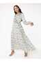 Glitter Chiffon Hijab Dress with Ruffle Detail at the Collar - Patterned - - 3