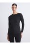 Two Mt Shop Quality Lcw Everyday Black Combed Cotton Plain Tight & Slim Long Sleeve Women's Bodysuit