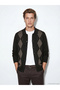 Anthracite Polo Collar Diamond Patterned Men's Knitwear Cardigan - 2