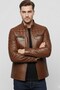 Taba Oscar Quilted Stitched Zippered Genuine Leather Men's Coat - 5