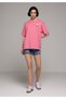 Relax Fit Round Neck Printed Women's Pink Short Sleeve T-Shirt - 3