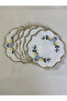 Kanavi̇çe Embroidered Yellow-Blue Oval (6 Pcs) Linen Cocktail Servette Coffee so Presentation - 2