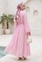 Pink Dress with Brooch Belt Detail - 4