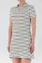 Striped Collar Half Button Dress - 7