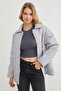 Water Wave Patterned Quilted Oversized Buttoned Coat