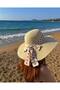 Wide Brim Summer Straw Hat with Polka Dot Ribbon Detail