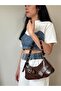 Women's Brown Lotus Model Crossbody Shoulder Bag with Adjustable Belt Strap - 3