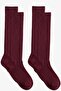 2 Pairs of Thin Ribbed Above-Knee Cotton Blend Children's Socks