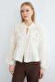Muslin Fabric Shirt with Tie Front and Embroidery Detail