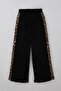 Girl's Tracksuit Set with Letter Embroidery and Leopard Pattern on the Edges, Ages 8-14, Black - 6