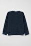 Boy's Tracksuit Set with Cute Hat and Teddy Bear Figure Embroidery, 9 Months-3 Years, Navy Blue Melange - 8