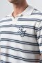 Men's Rs Embroidered Striped Polo Collar Regular Fit T-Shirt Navy Blue - 6