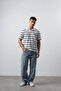 Men's Rs Embroidered Striped Polo Collar Regular Fit T-Shirt Navy Blue - 7