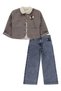 Girl's Cardigan and Shirt Set for Ages 6-9 - Brown - 4