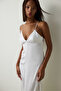 Off White Bridal Delicate V Neck Lace Long Dowry Nightgown - 2