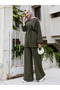Women's Islamic Clothing Modal Fabric Tie-Strap Detailed Crew Neck Top and Bottom Set