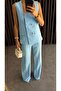 Women's Square Collar Vest Pants Set - 4