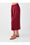 Red Elastic Waist Wide Leg Midi Modal Trousers - 5