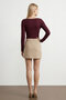 Jerdev Soft Touch Slim Fit Boat Neck Long Sleeve Women's Blouse & Top - Dark Burgundy - 4