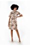 Patterned Buttoned Stand-Collar Comfort Dress (B24-384 00)