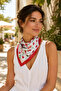 Women's White Red Cherry Satin Scarf 70X70 cm - Versatile Waist and Shoulder Tie Scarf Accessory - 5