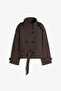 Bsk Model Mock Neck Lined Women's Trench Coat Jacket Trench with Back Windbreaker Detail - 7