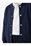 Cotton Long Sleeve Snap Button Bomber Collar College School Jacket - 4