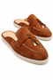 Genuine Leather Tan Suede Daily Women's Slippers - 3