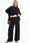 Women's Textured Shirt and Pants Two-Piece Set - Black 1413 - 3
