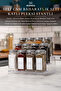 12-Piece Glass Spice Rack Set with Clear Ladder Stand White Label Spice Rack Set with Lid Mh05Slvr12