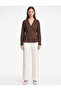 Slim Fit Buttoned Long Sleeve V-Neck Poplin Shirt