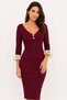 Women's Burgundy Sleeveless Lace Detailed Camisole Midi Dress
