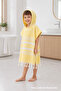 Cotton Children's Bathrobe Poncho Peshtemal 100% Cotton Beach Towel Yellow