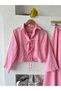 Women's Shirt Collar Lace-Up Seersucker Textured Two-Piece Set Long Sleeve Flared Skirt Combination - 3