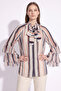 Striped Volan Sleeve Tunic 5402 - Dark Blue - 3